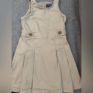 Cherokee Beige Pleated School Uniform with Button Detail and zipper GUC Size 8